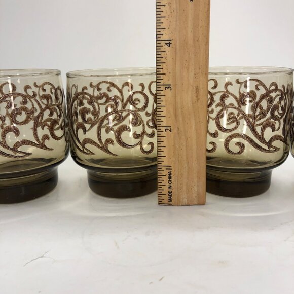 MCM Libbey Brown Prado Swirl Vtg 8 Oz Set of 4 - Picture 8 of 9